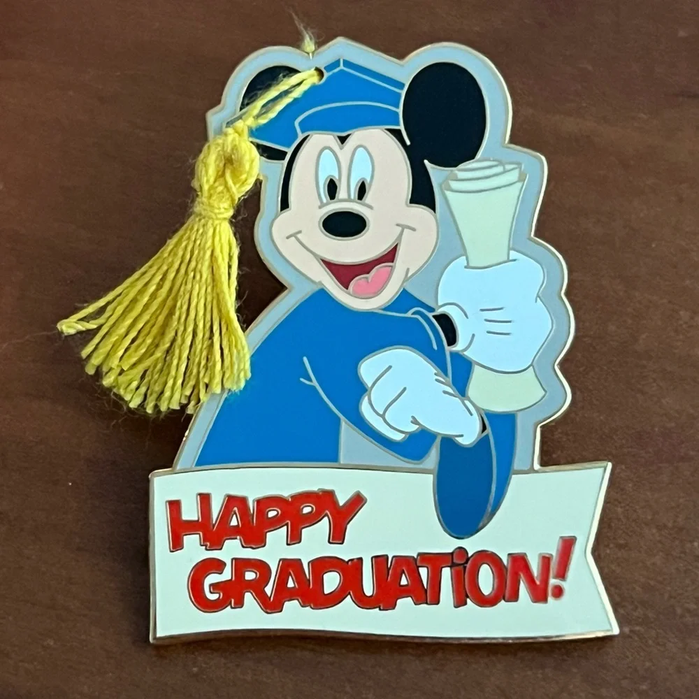 Disney Mickey Mouse Graduation Pin in Blue Gown with Yellow Tassel - Picture 1 of 5